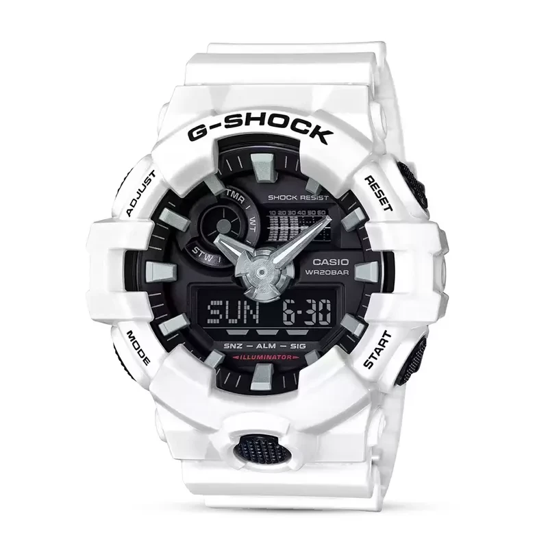 Casio G-Shock GA-700-7A Dual-time White Band Black Dial Men's Watch